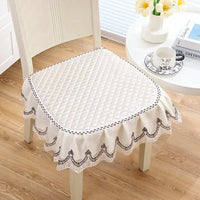 Lot de 2 Galette de Chaise avec Volant blanc